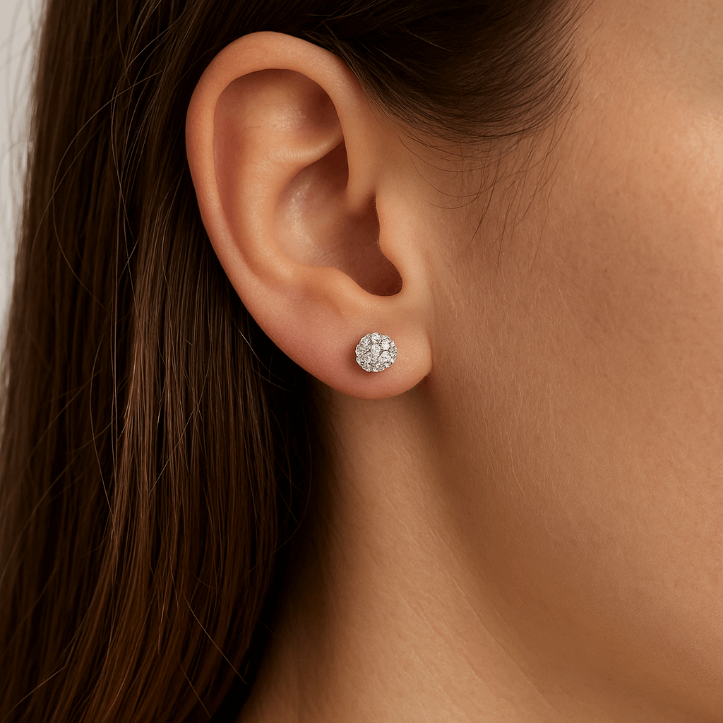 Gold CZ Encrusted Barbell Earrings