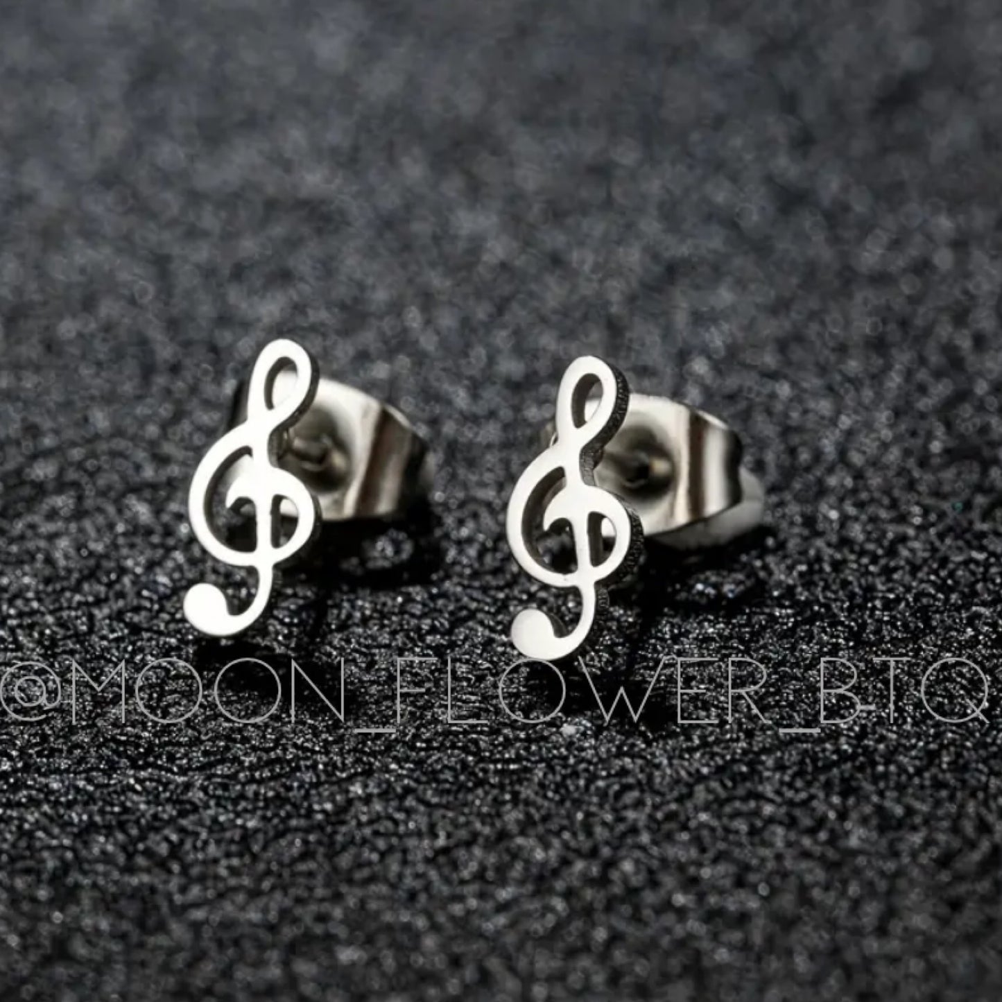 Tiny Music Note Treble Clef Stud Earrings