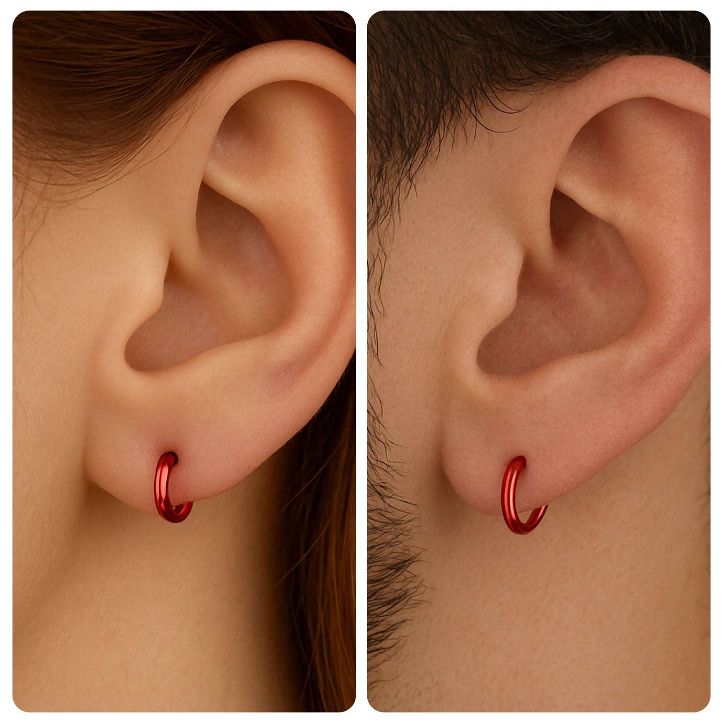 Red Huggie Hoop Earrings