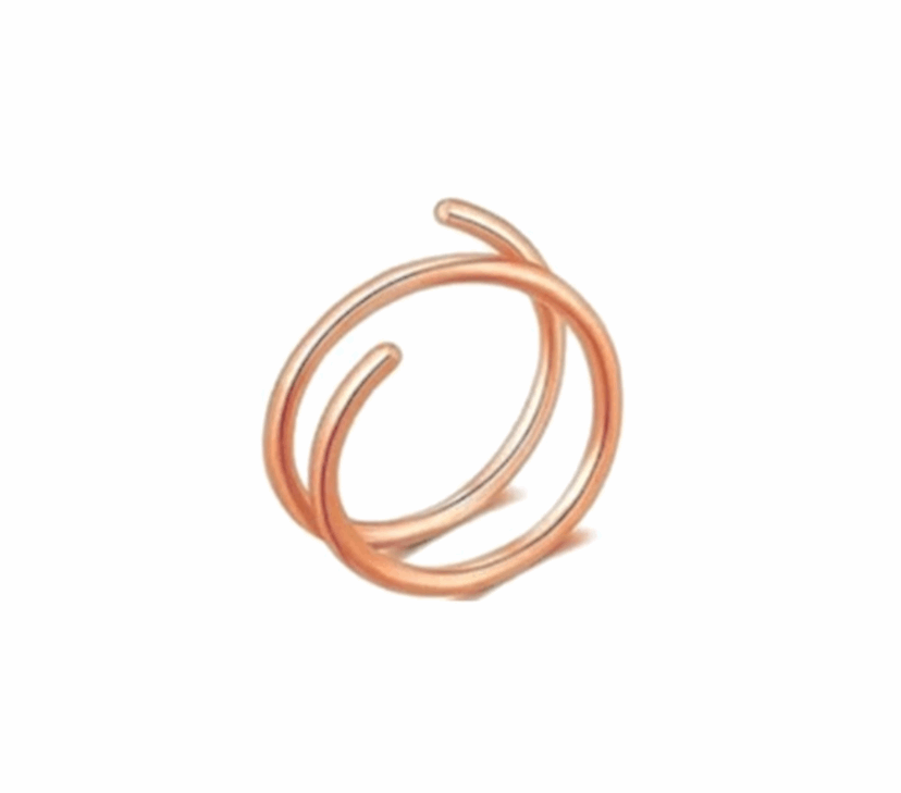 Double Hoop Nose Ring for Single Piercing - Rose Gold