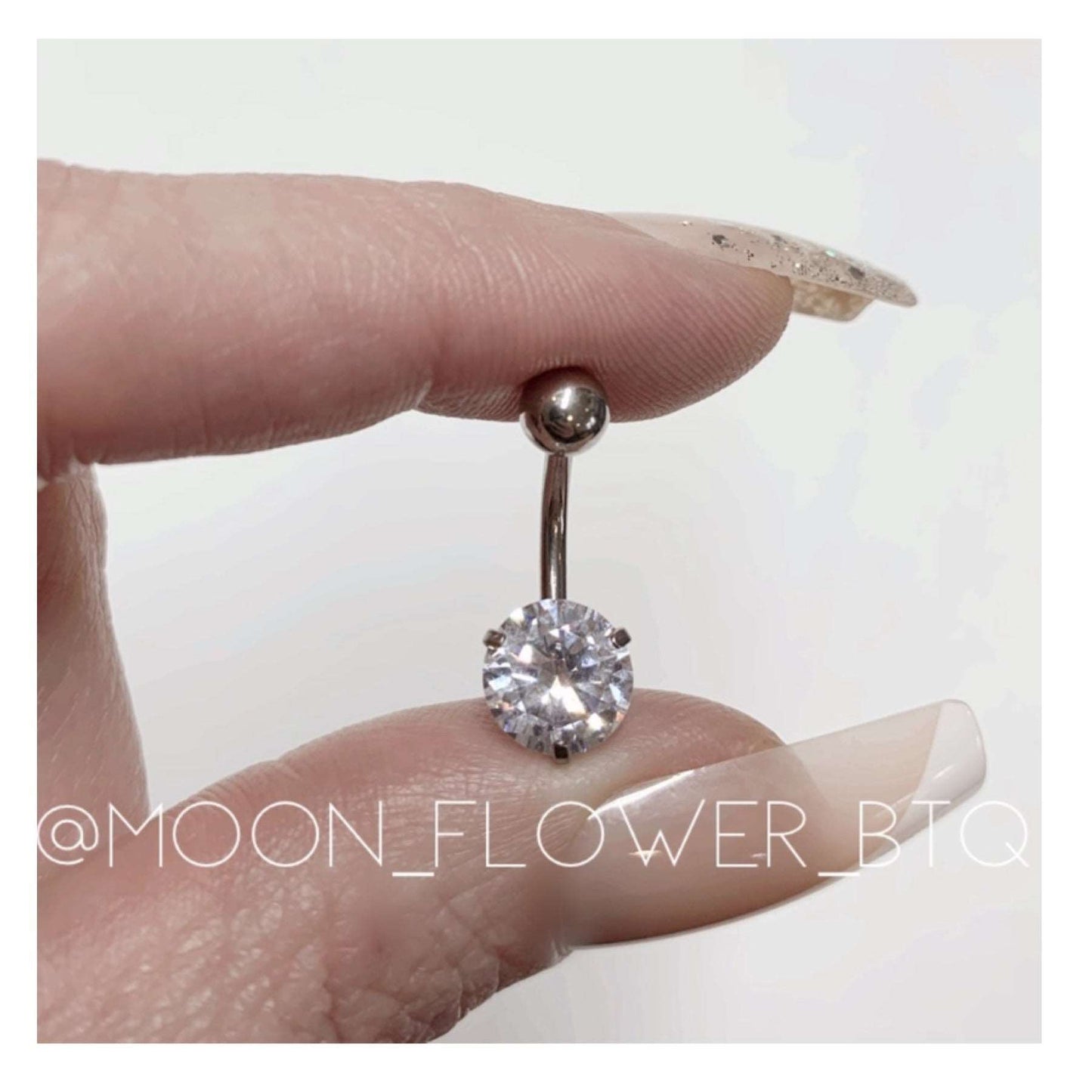 Silver CZ Belly Button Navel Ring