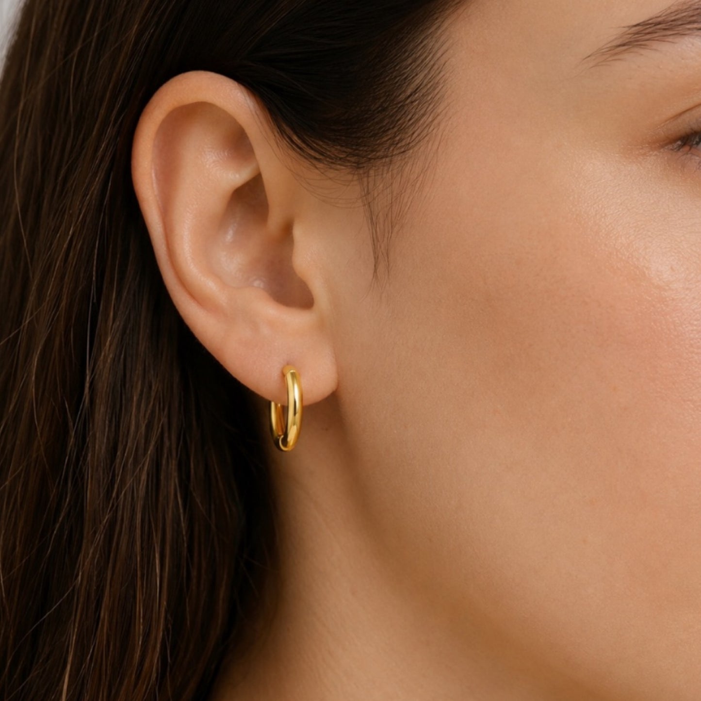 Gold Hinged Huggie Hoop Earrings 12mm