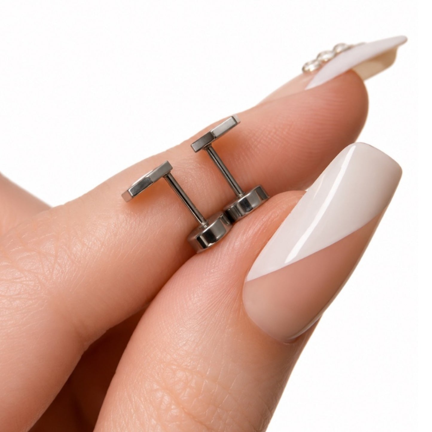 Open Circle Flat Back Stud Earrings