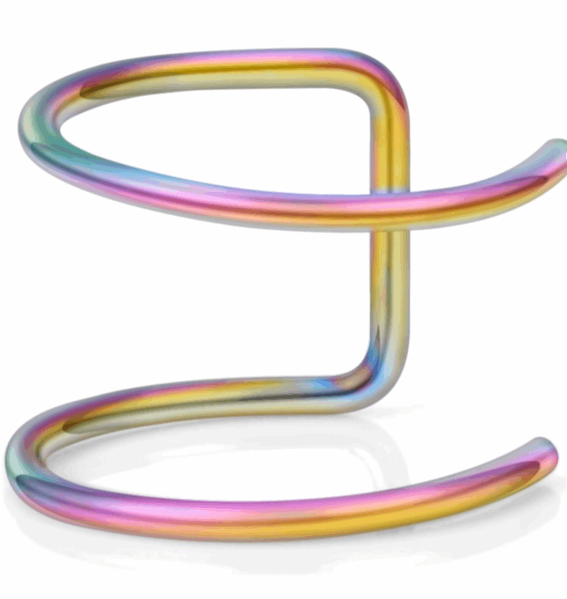 Rainbow Double Hoop Faux Clip On for Non Pierced Earrings, Nose, Lip