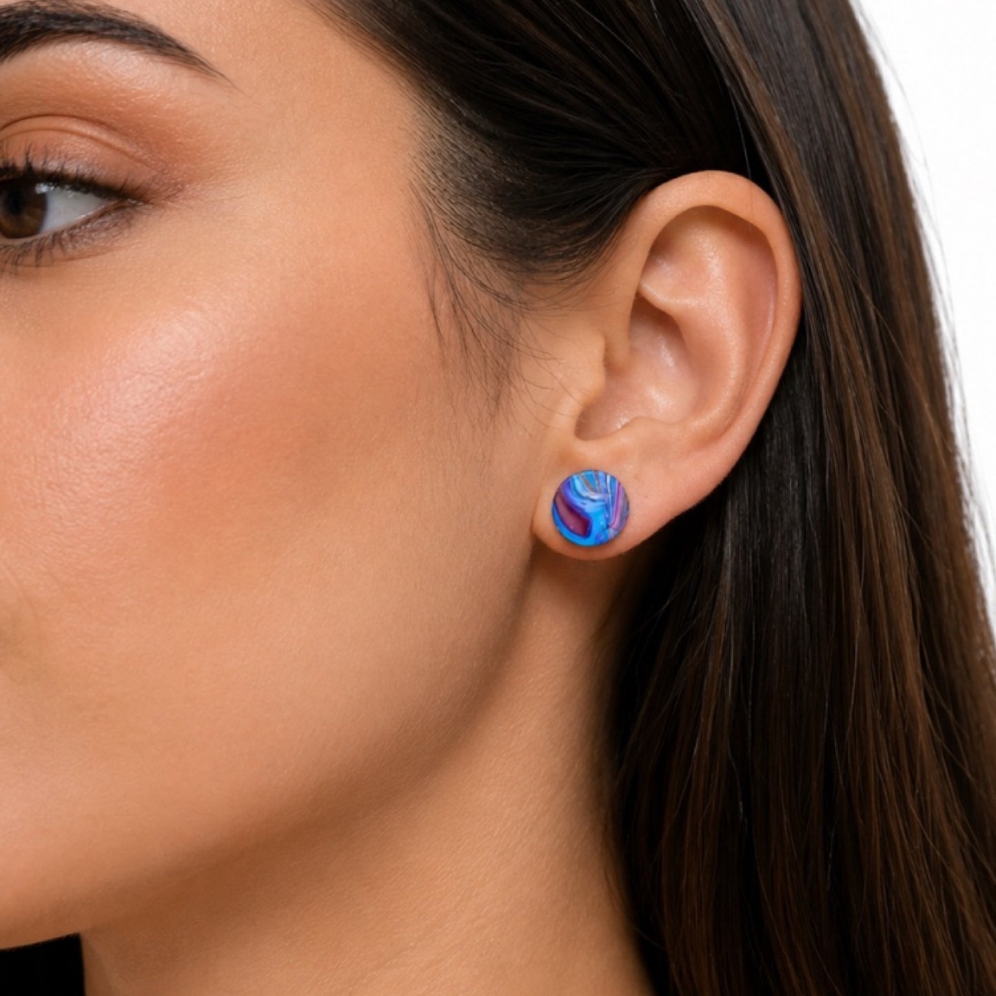 Blue Purple Swirl Fake Plug Faux Gauge Earrings – 16G 10mm