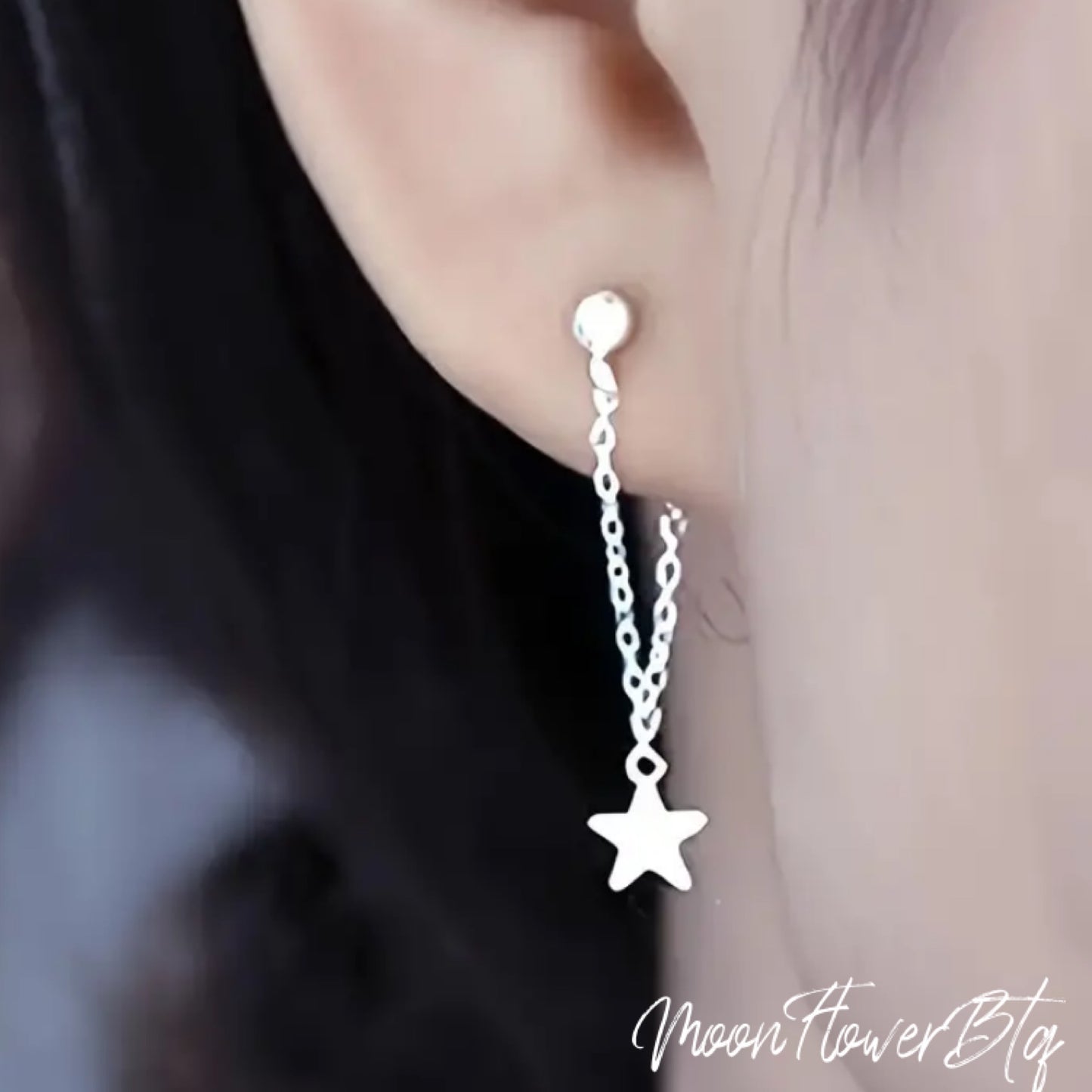 Silver Star Pendant Earrings