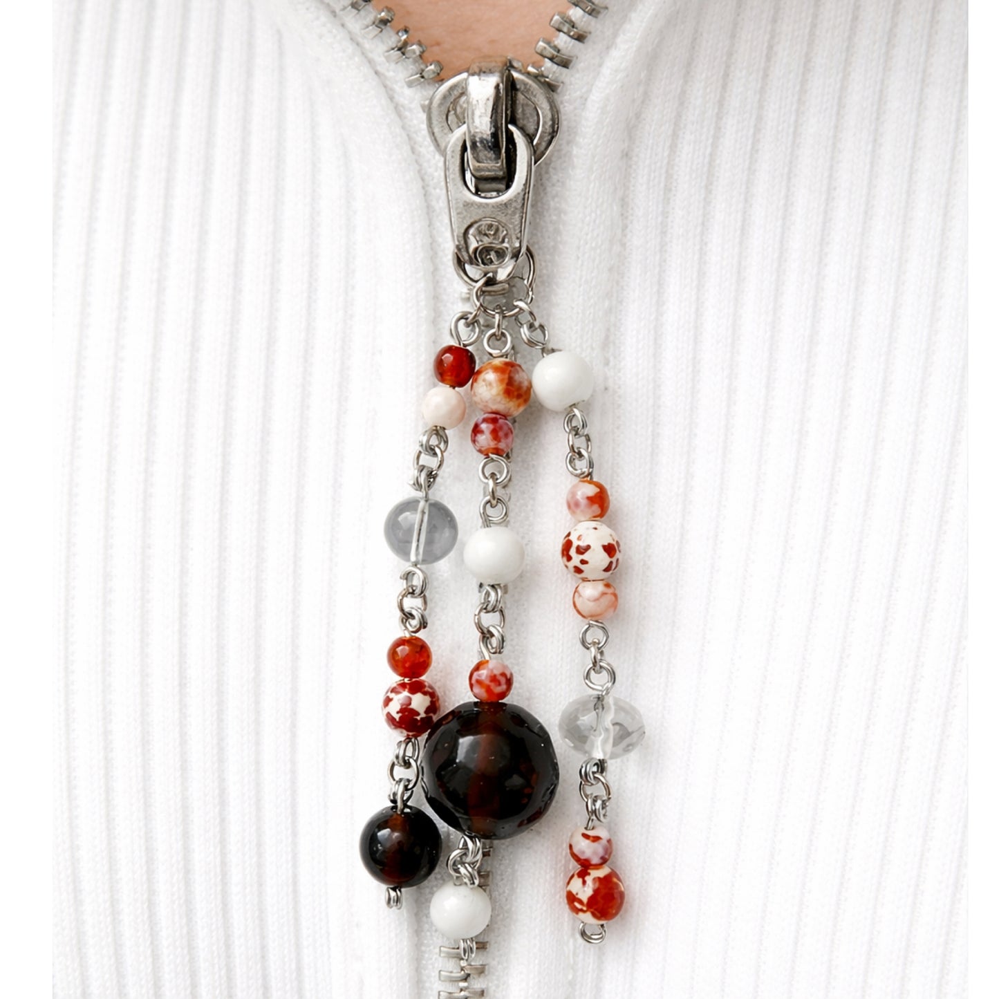Dark Amber Beaded Charm - Keychain Bag Charm Zipper Pull Lip Balm Charm