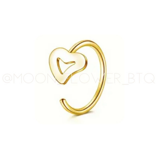 Tiny Gold Heart Cutout Hoop Nose Ring