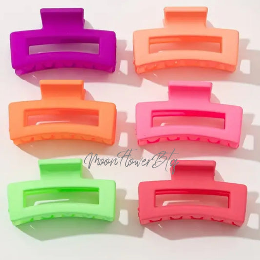 Vibrant Jelly Candy Hair Claw Set - 6pcs