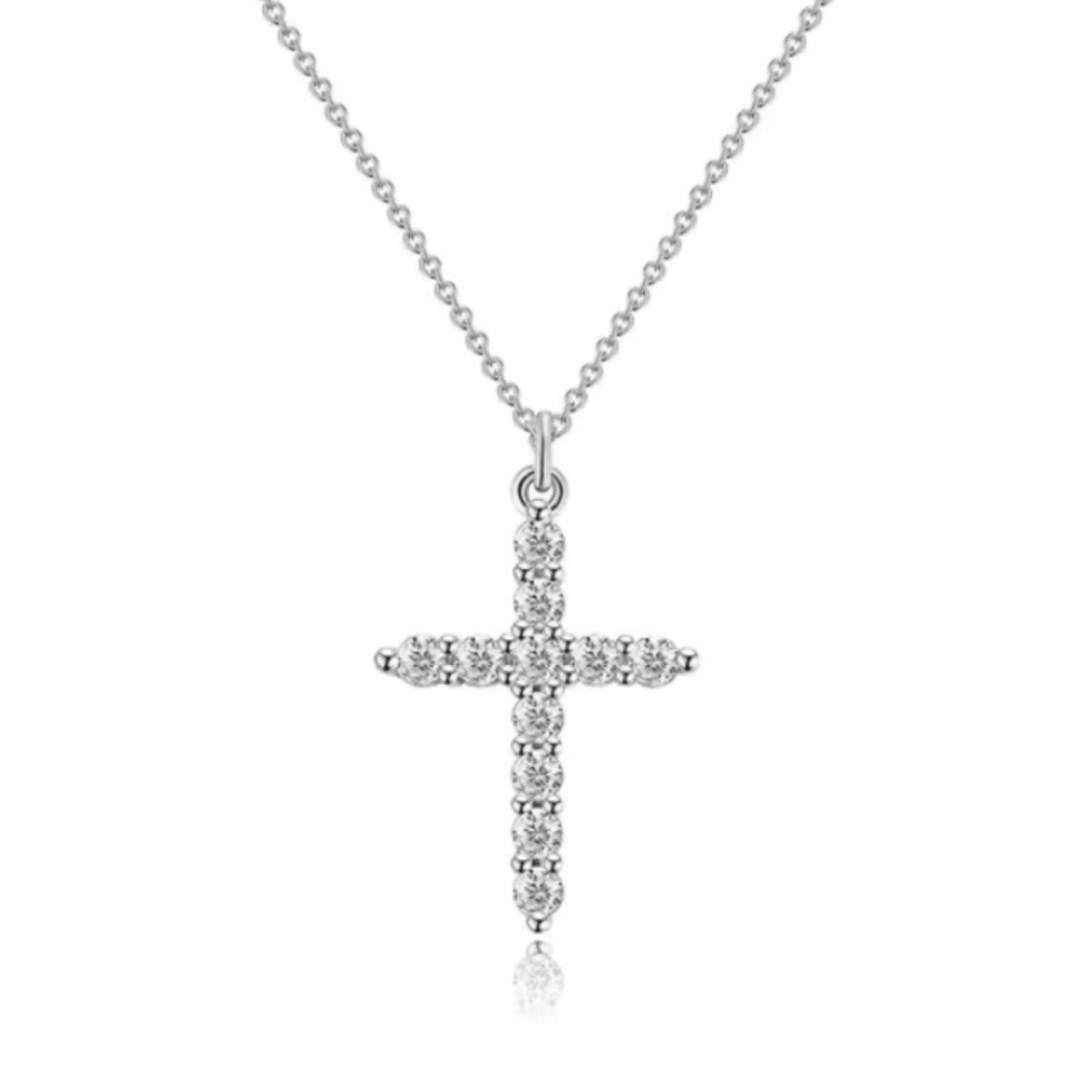 Tiny CZ Covered Cross Necklace