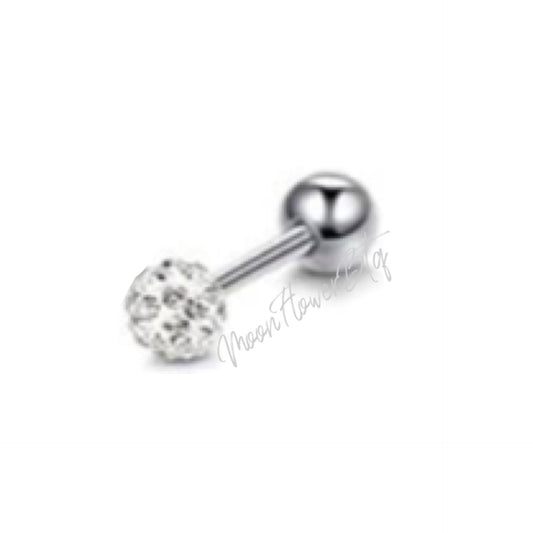 Silver CZ Covered Barbell Earring