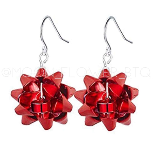 Gift Bow Dangly Earrings