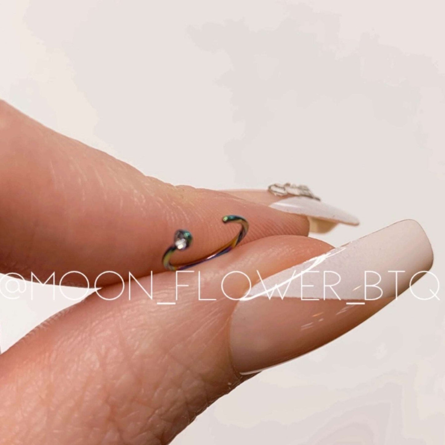 CZ Rainbow Fixed Half Hoop Nose Ring