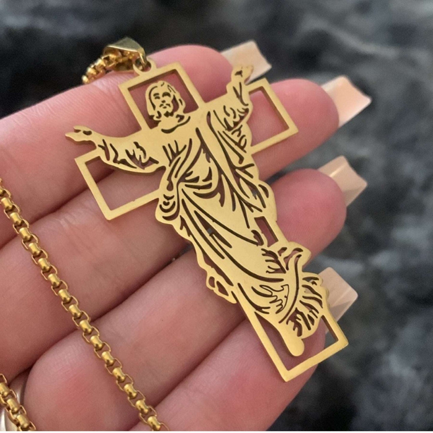 Gold Jesus Christ Cross Necklace