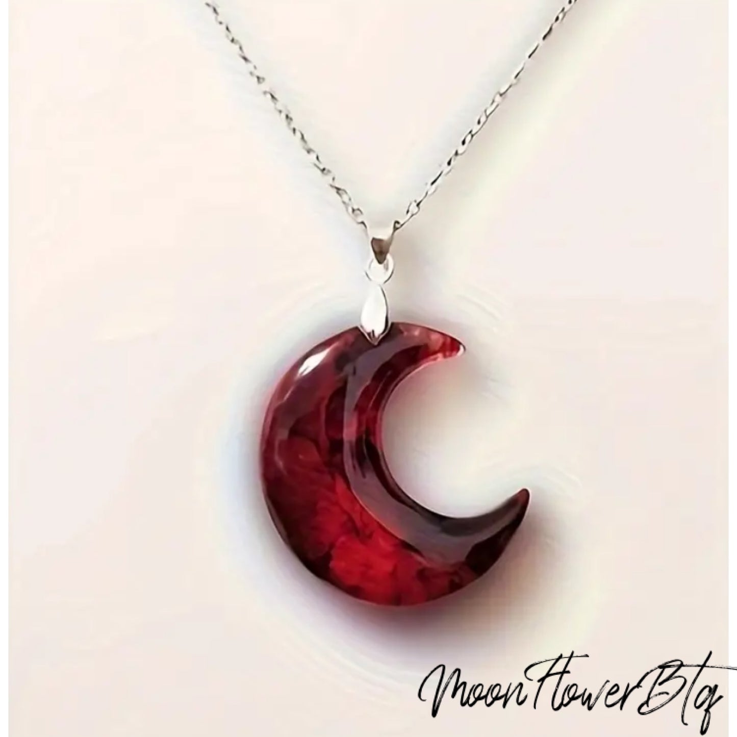 Red Crescent Moon Pendant Necklace