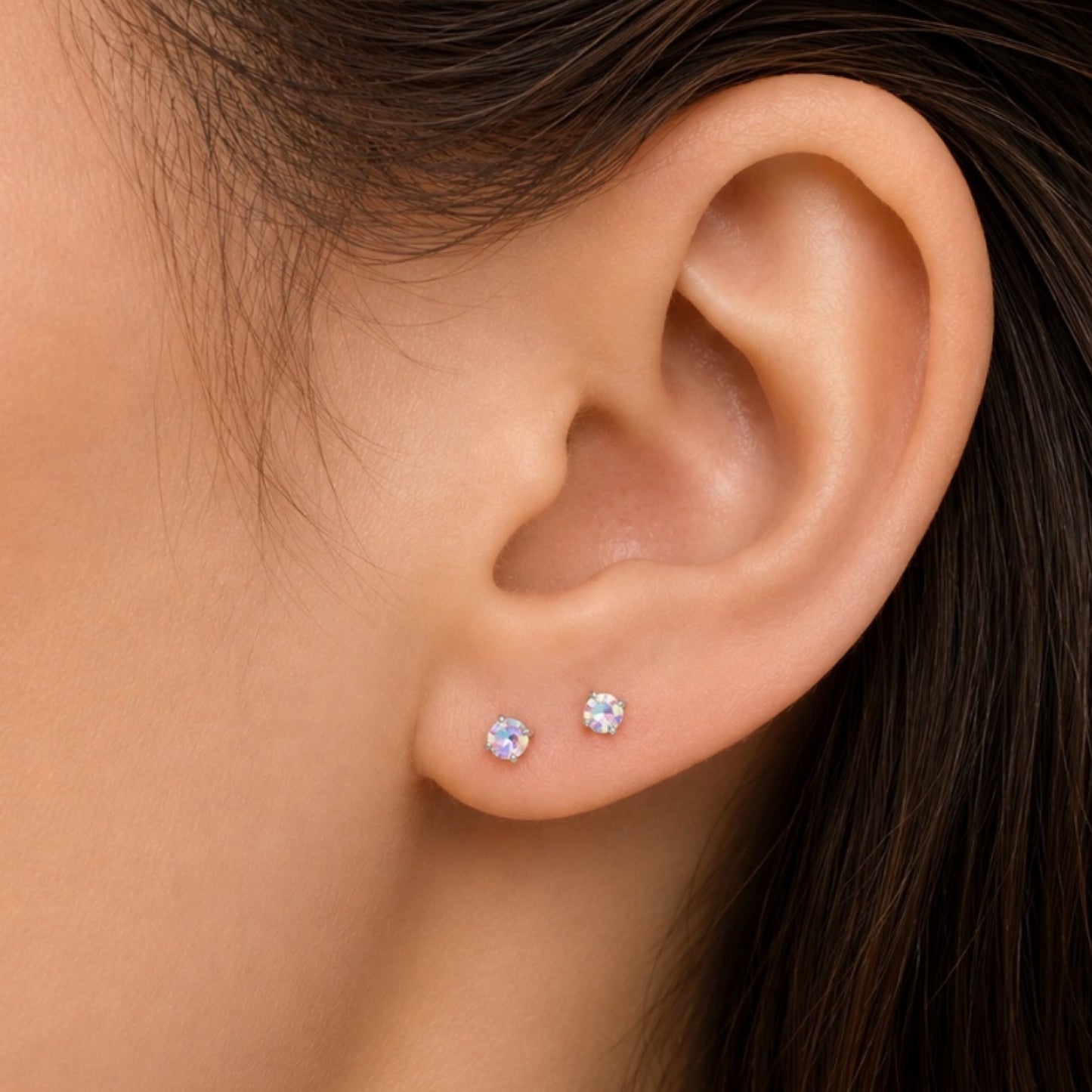 Rainbow Stainless Steel Flat Back Stud Earrings – 20G 2mm