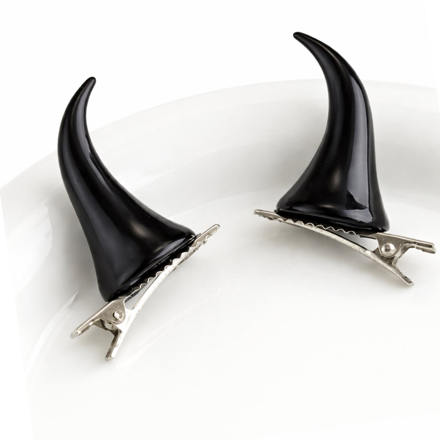 Black Devil Horn Hair Clips – Goth Demon Alt Hair Accessories (Pair)