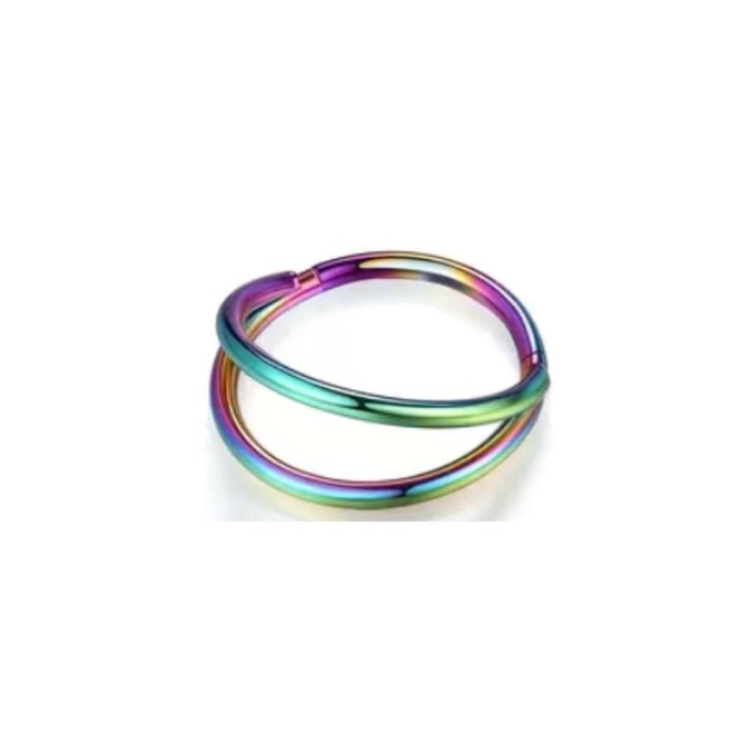 Rainbow Double Fixed Hoop Nose Ring