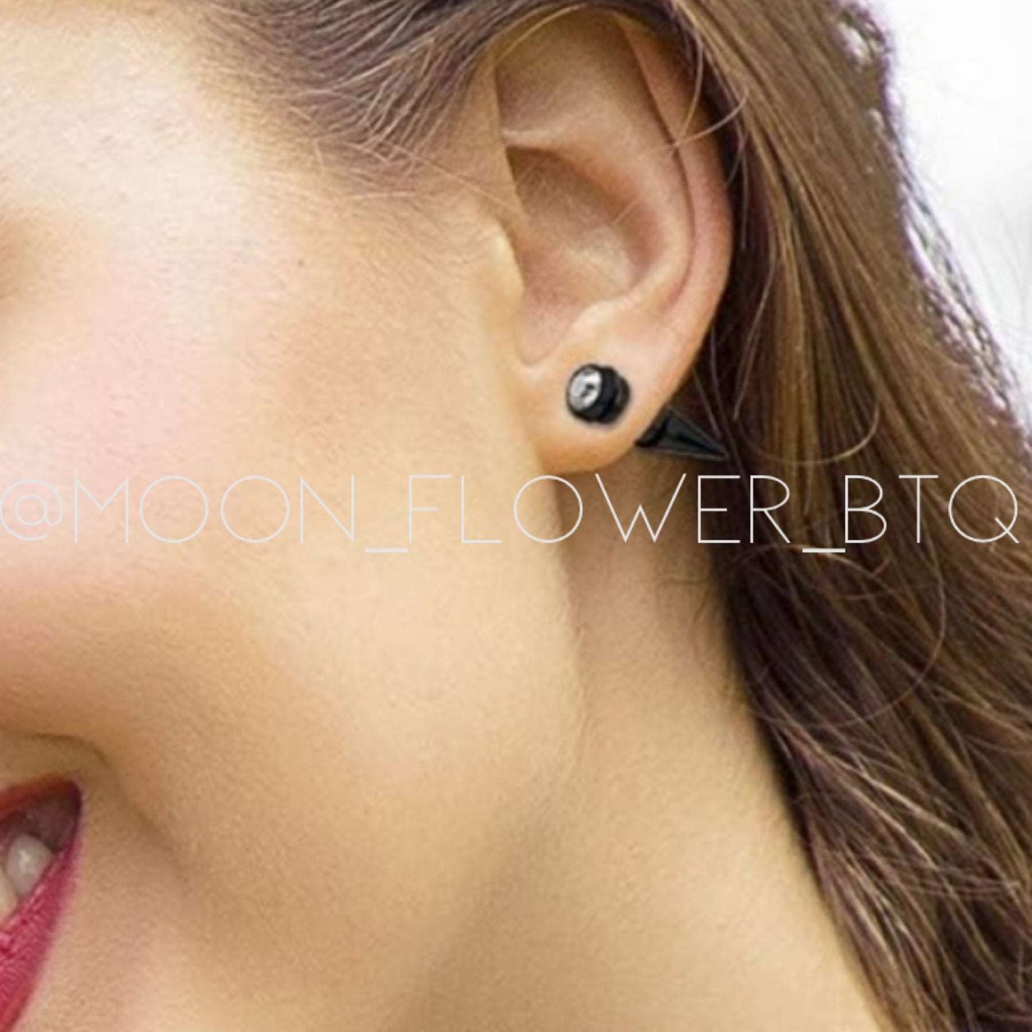 Black Double Ended CZ Spike Earrings