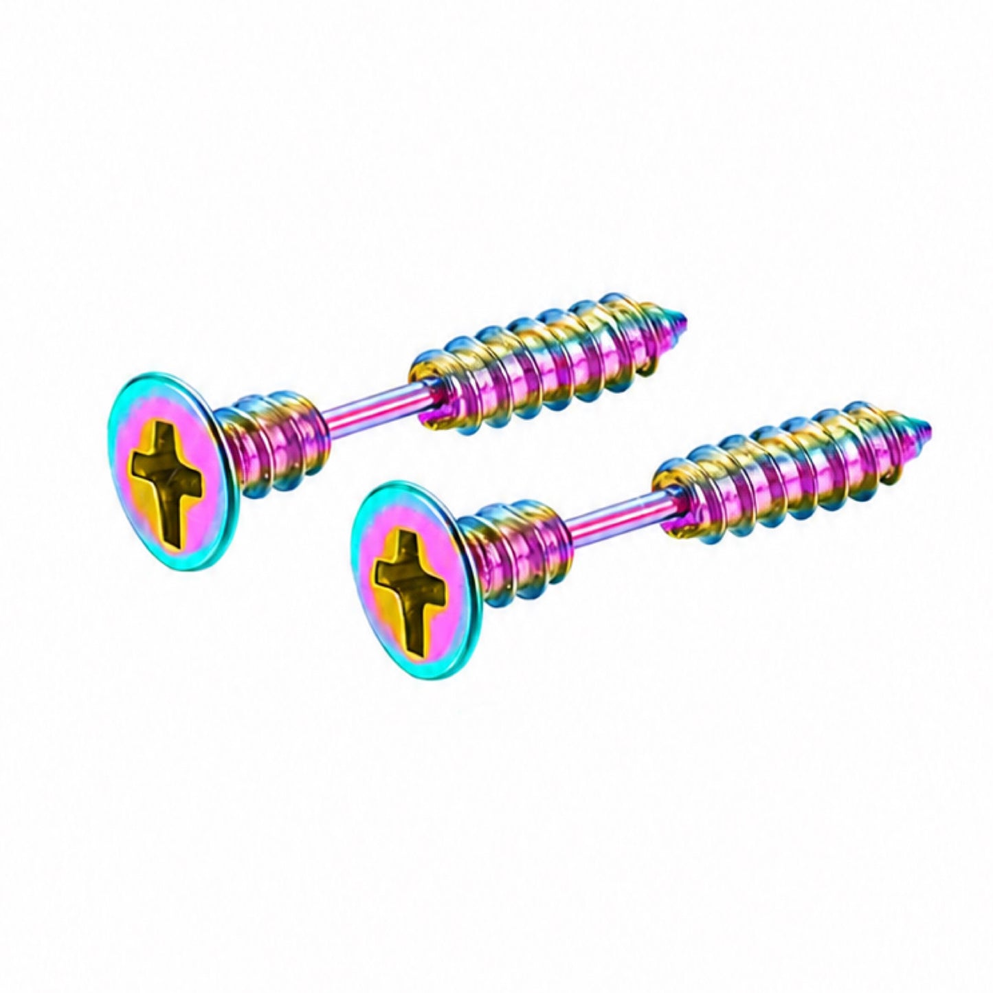Oil Slick Rainbow Screw Stud Earrings