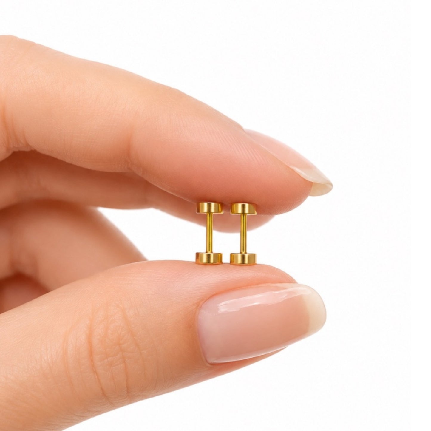 Tiny Gold Textured Dot Flat Back Stud Earrings