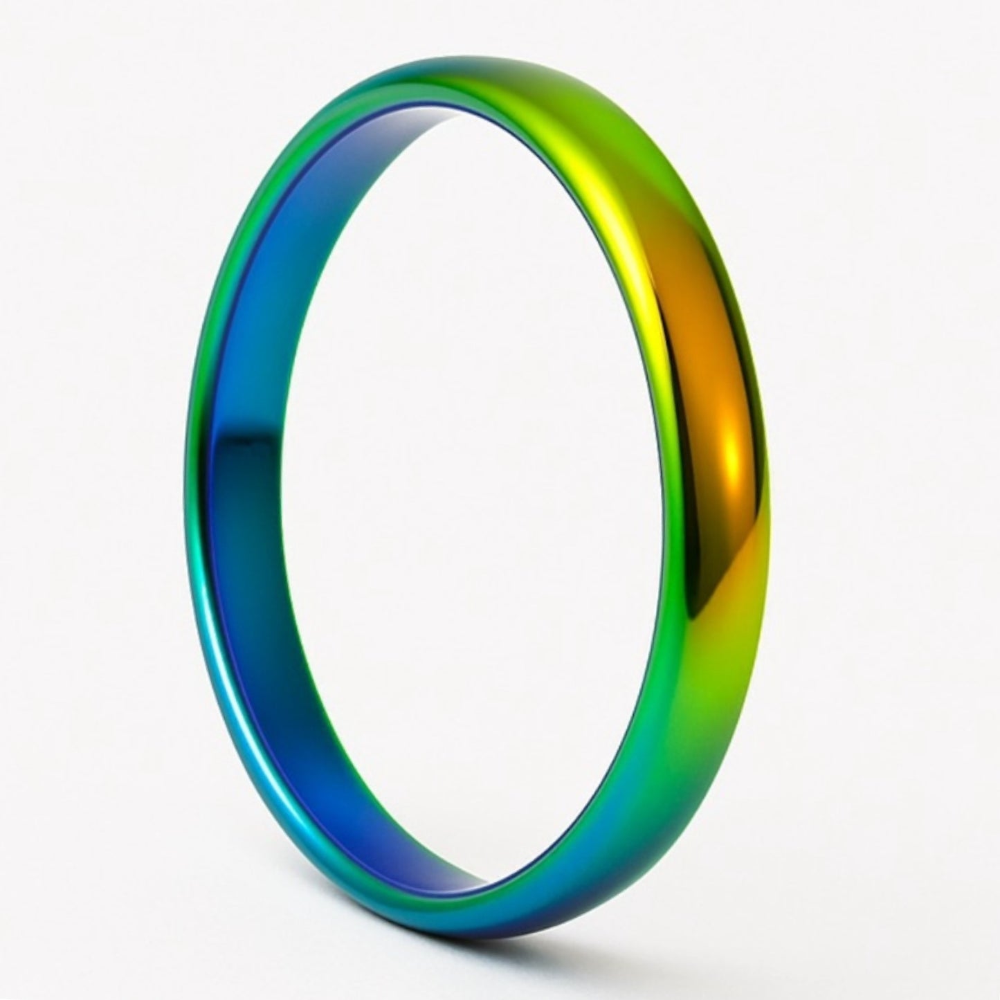 Rainbow Stainless Steel Band Ring | 2mm Anodized Multicolor Jewelry