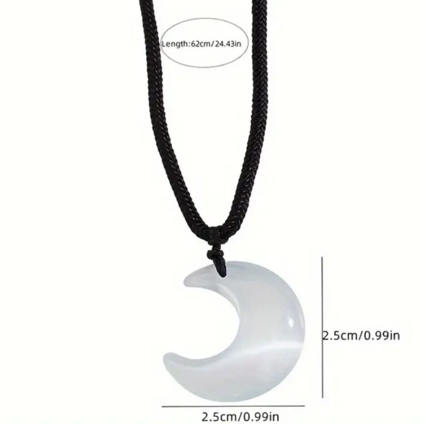 White Crescent Moon Pendant Necklace