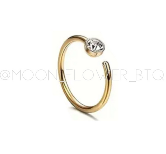 Tiny Gold CZ Fixed Half Hoop Nose Ring