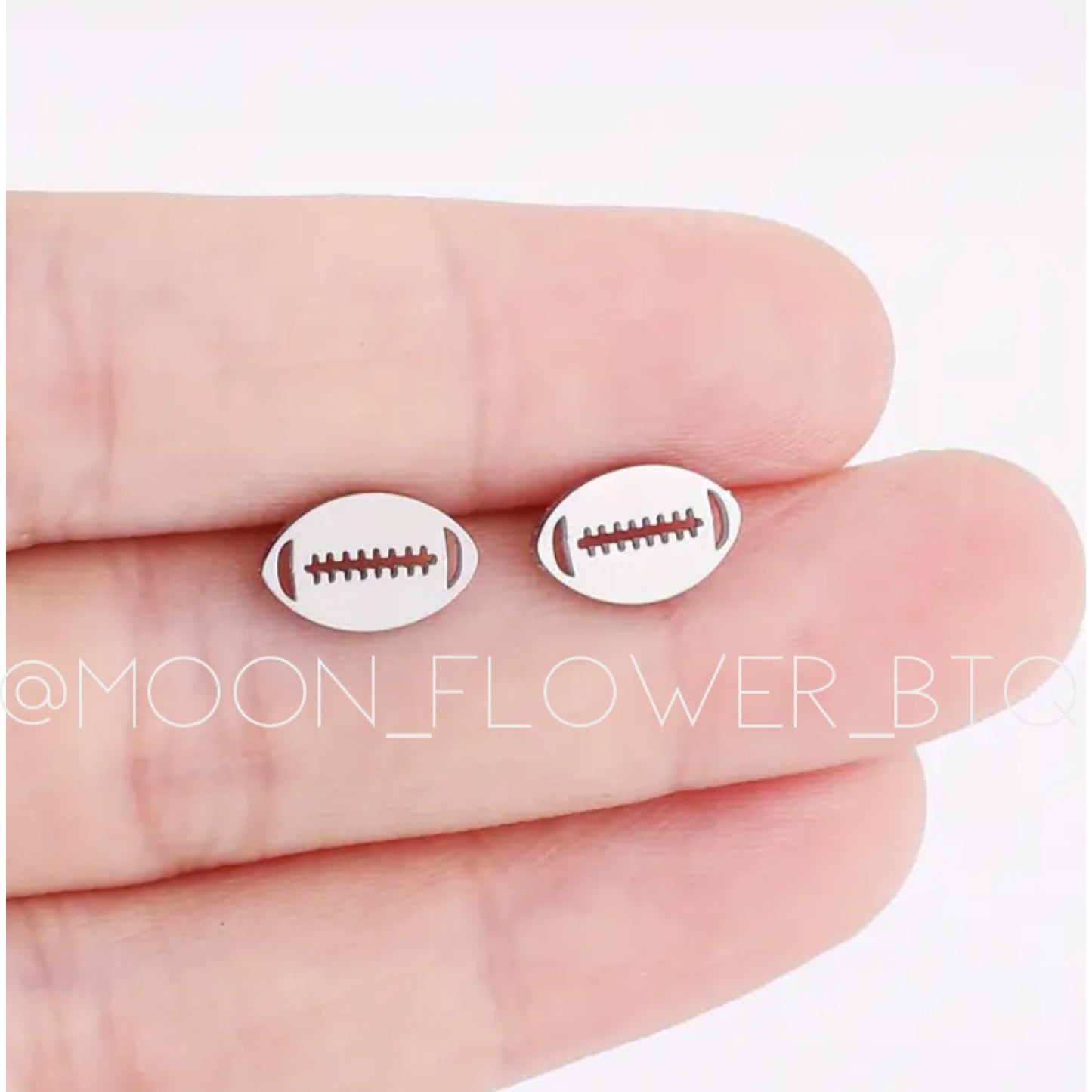 Tiny Silver Football Stud Earrings