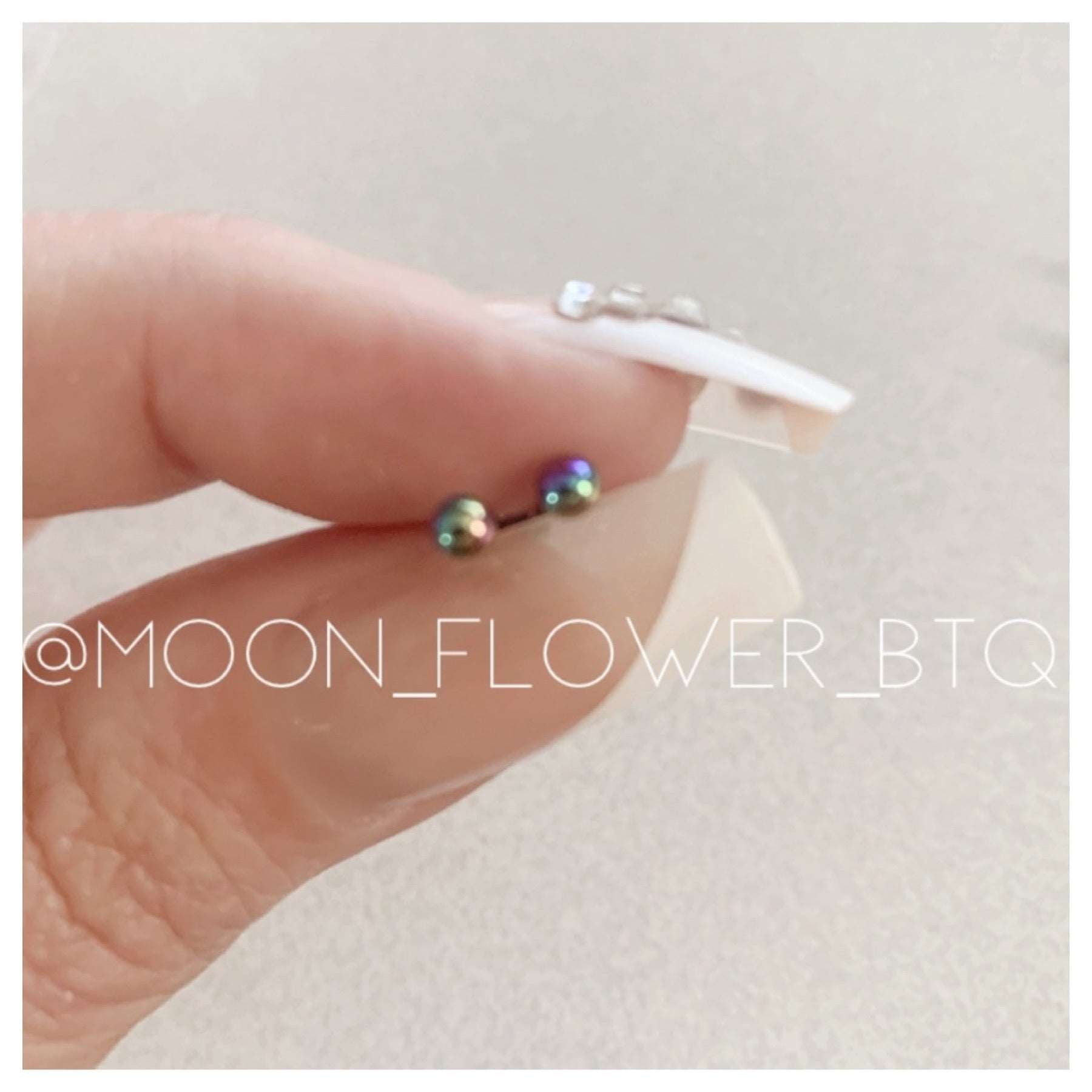 Tiny Rainbow Barbell Earrings 3mm