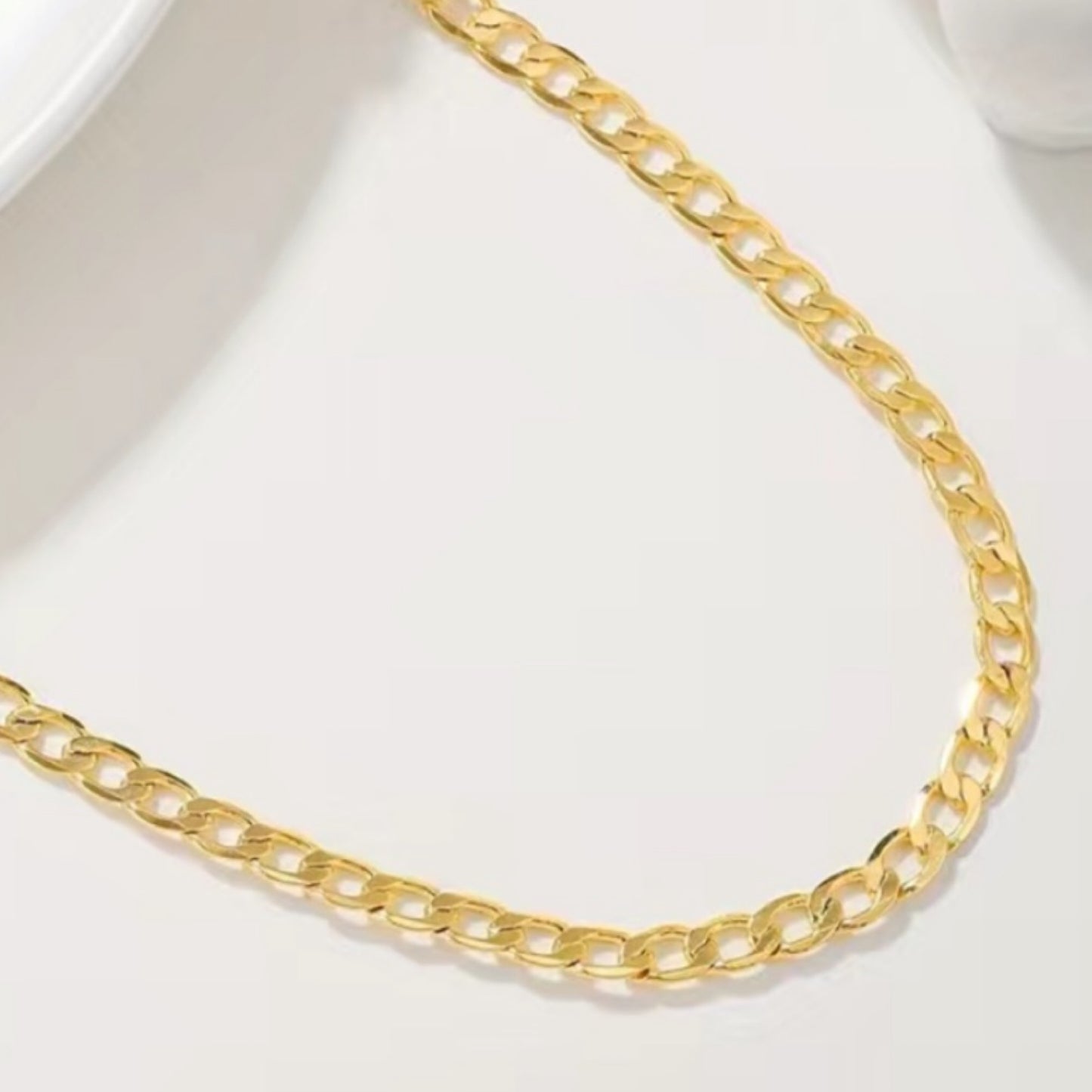 Gold Stainless Steel Curb Chain Necklace