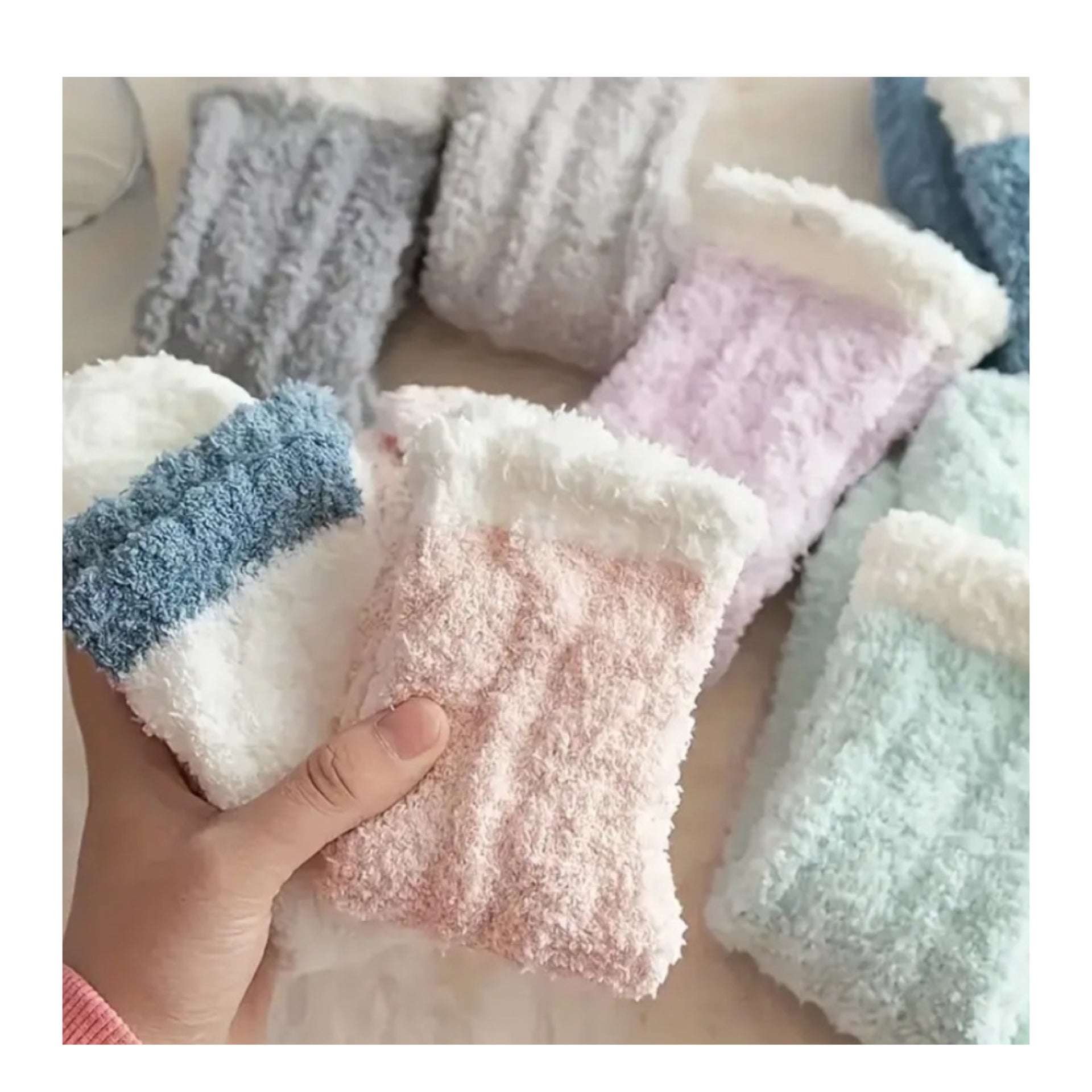8 Pairs Cozy Plush Fuzzy Socks – Soft Winter Lounge Socks in Pastel Colors