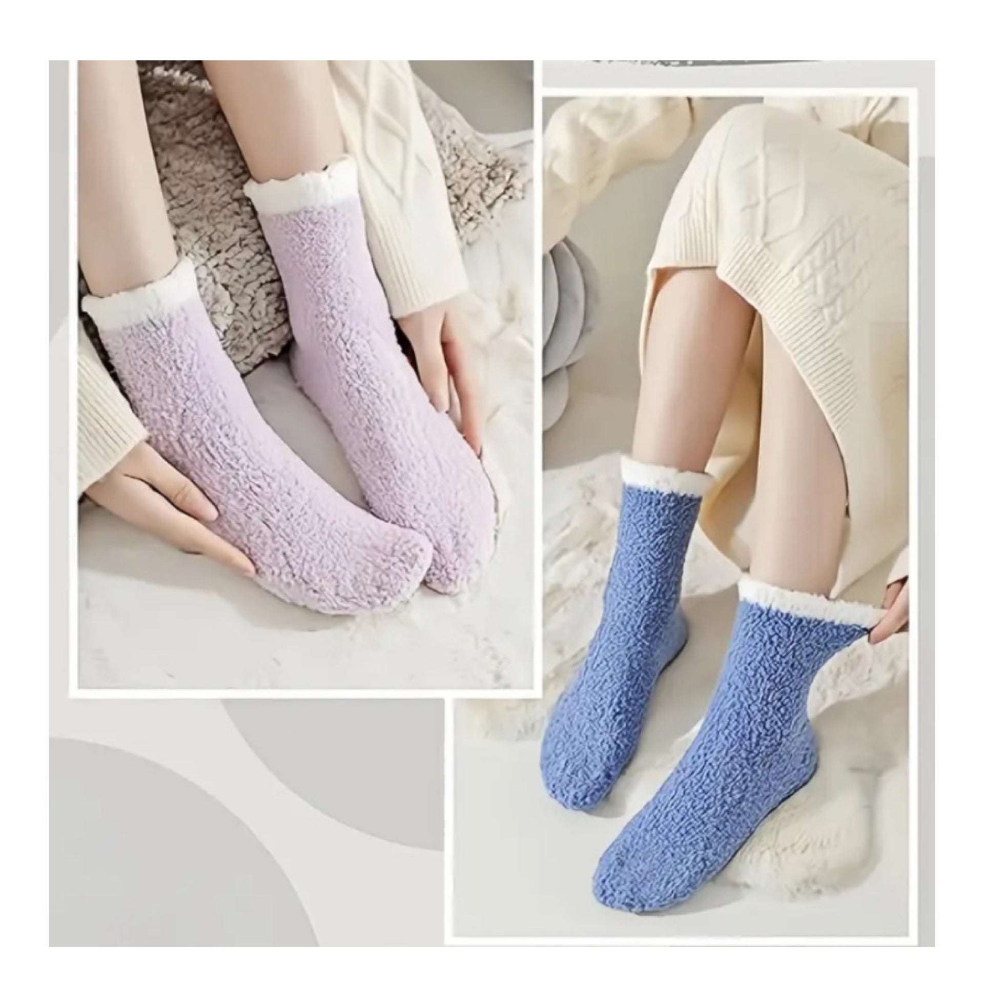 8 Pairs Cozy Plush Fuzzy Socks – Soft Winter Lounge Socks in Pastel Colors