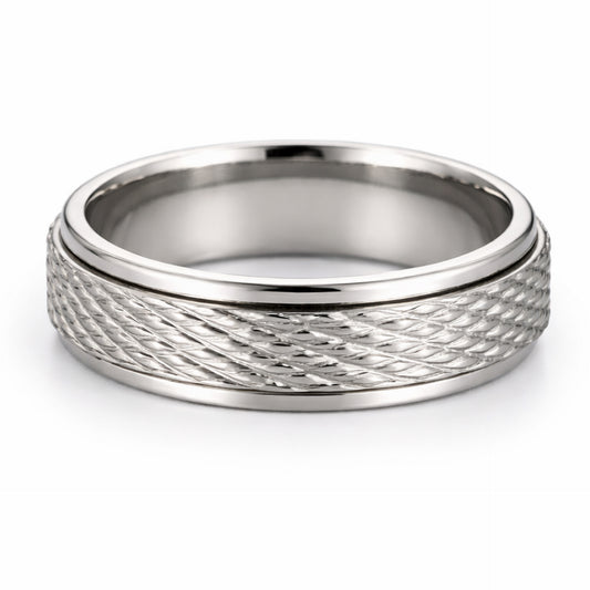 Stainless Steel Spinner Ring Diamond Cut Band