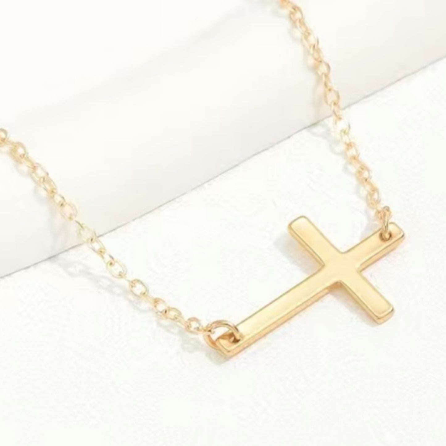 Simple Minimalist Gold Cross Necklace