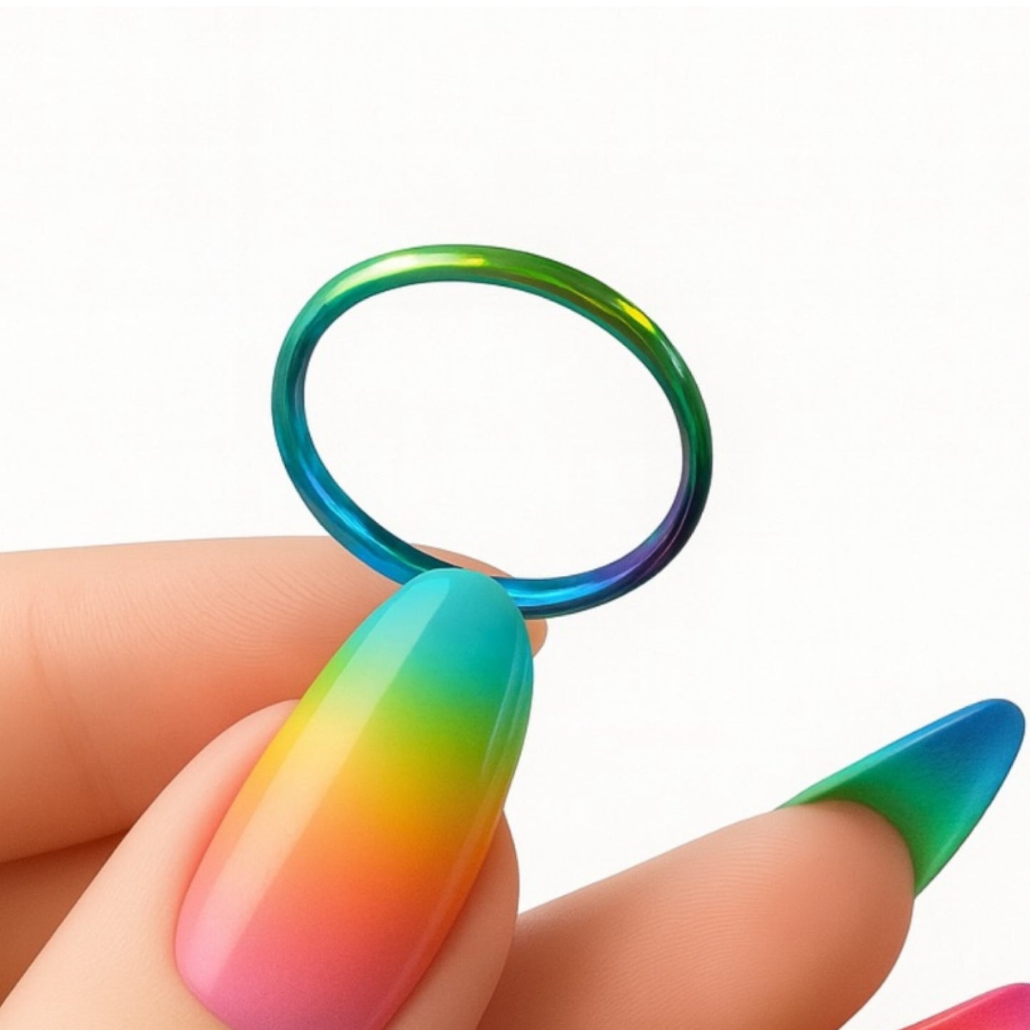 Rainbow Stainless Steel Band Ring | 2mm Anodized Multicolor Jewelry