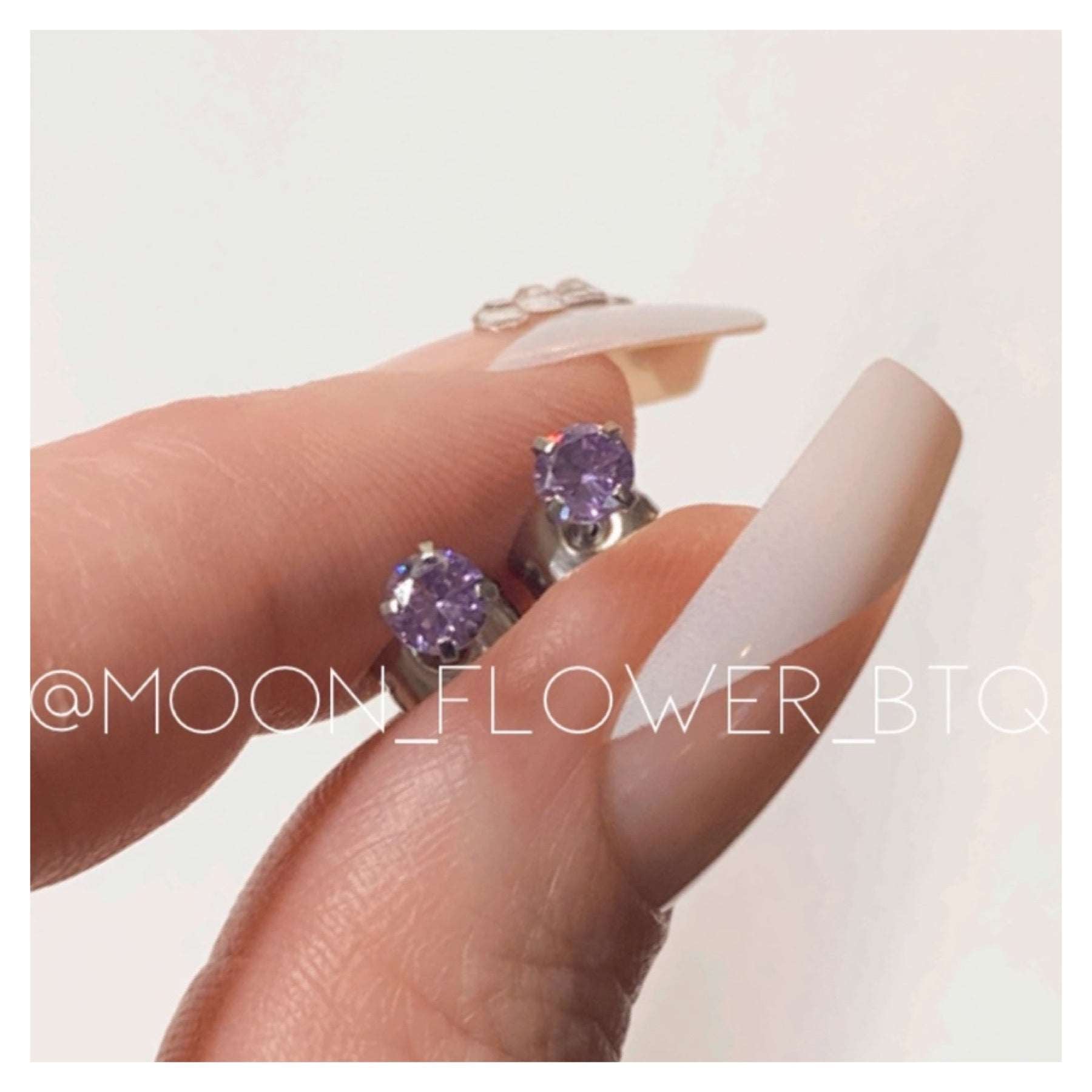 Purple CZ Stud Earrings