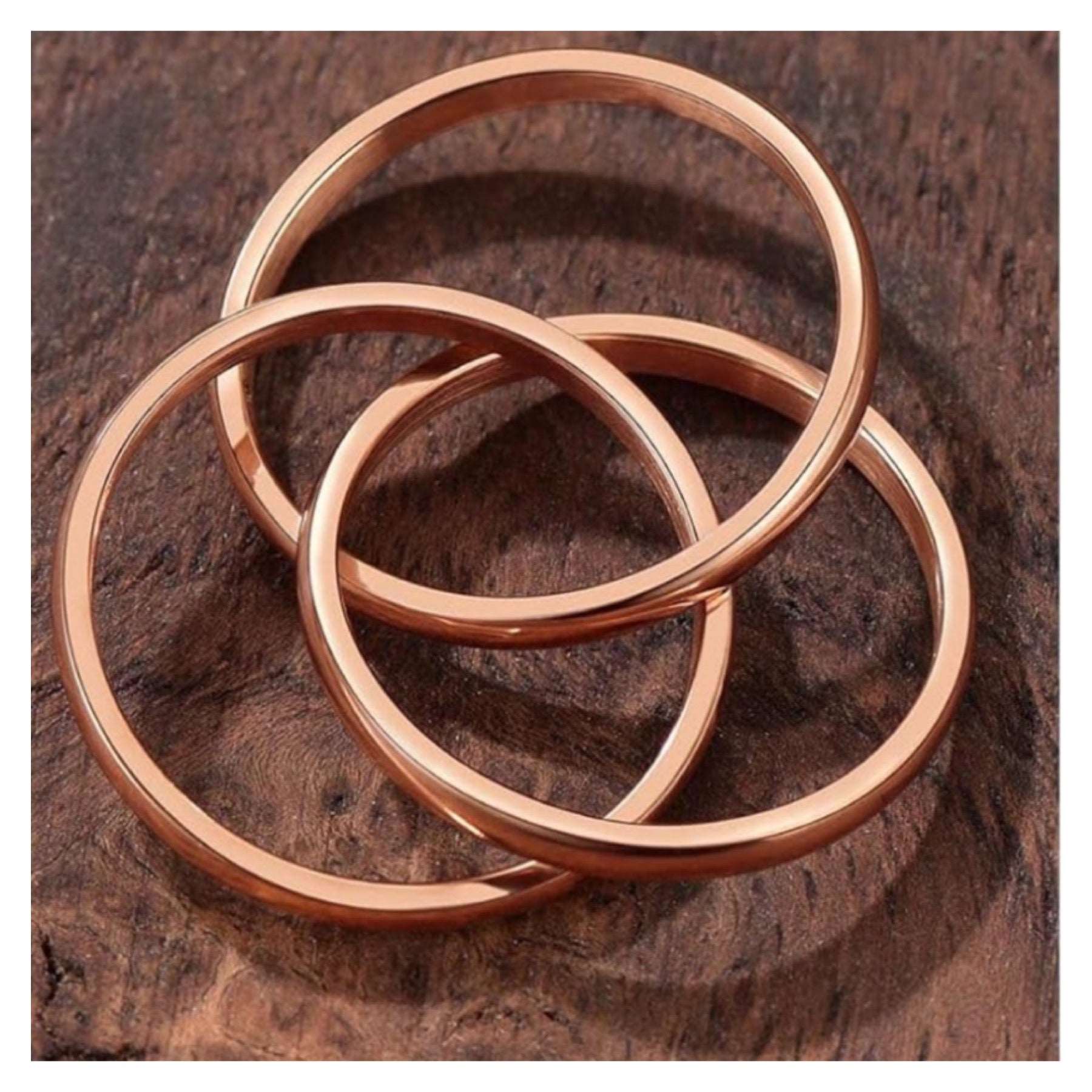 Rose Gold Triple Interconnected Stainless Steel Anxiety Fidget Ring