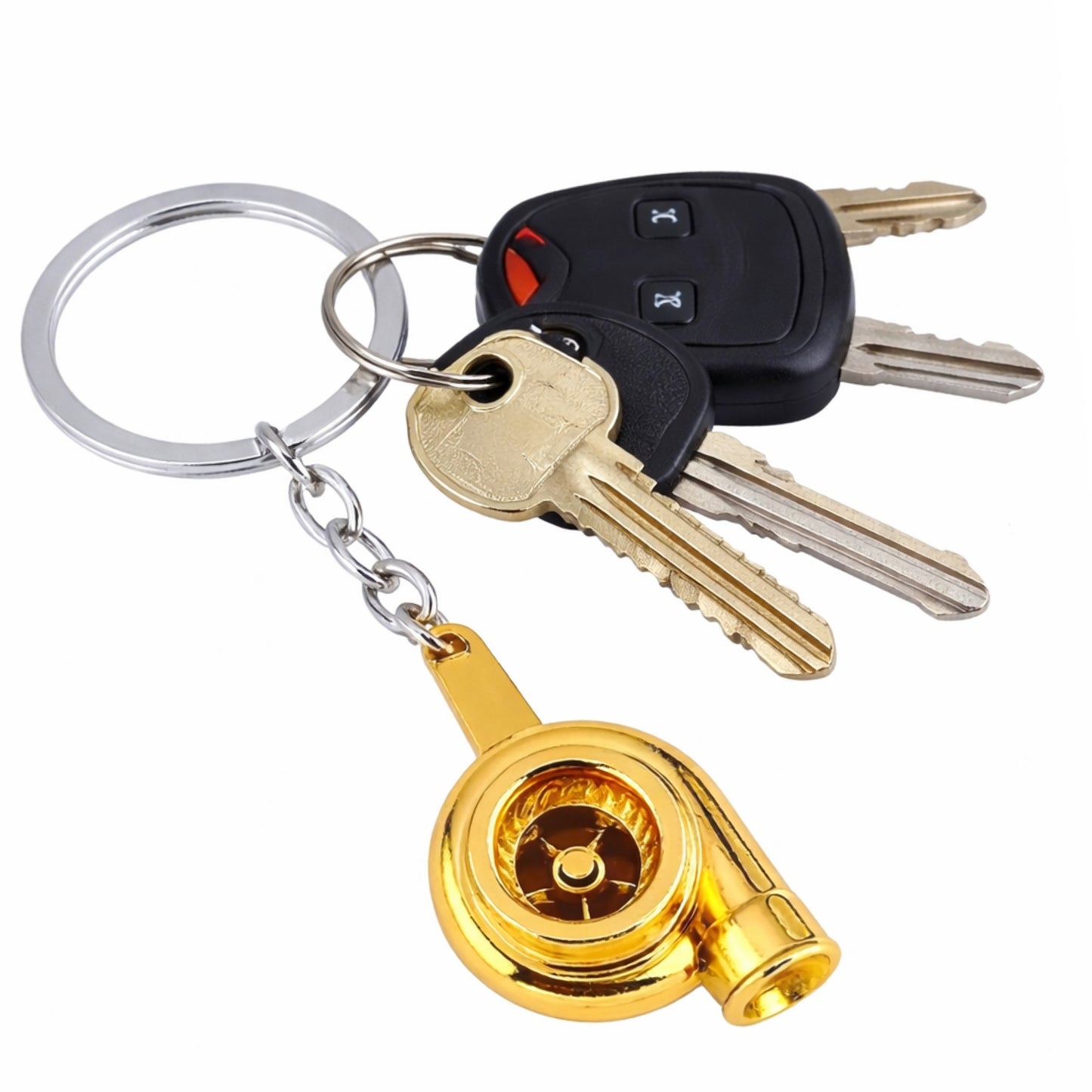 Gold Automotive Car Turbocharger Keychain Key Ring