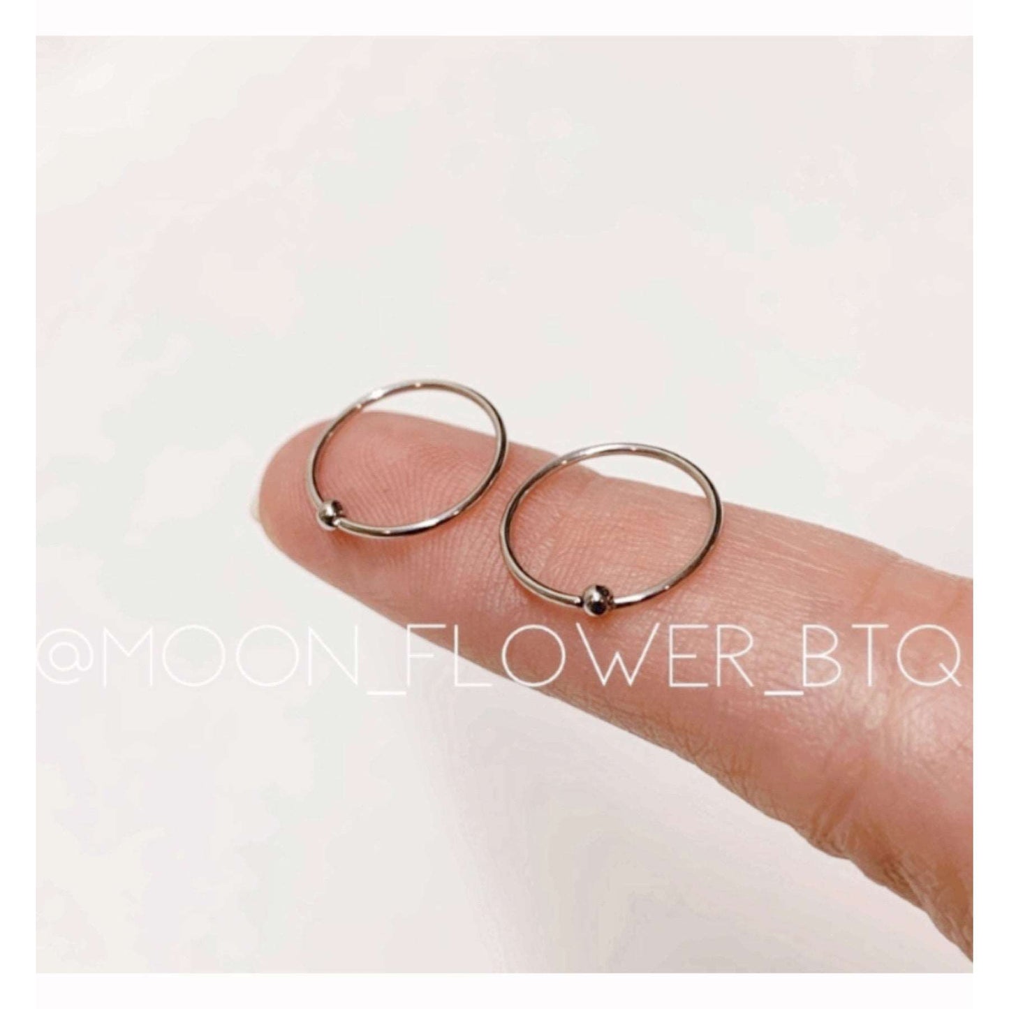 Small Fixed Ball Hoop Earrings 12mm