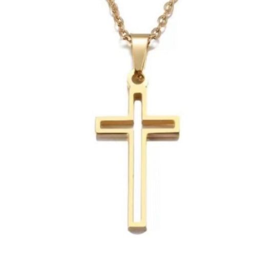 Gold Gold Dainty Cut Out Cross Necklace