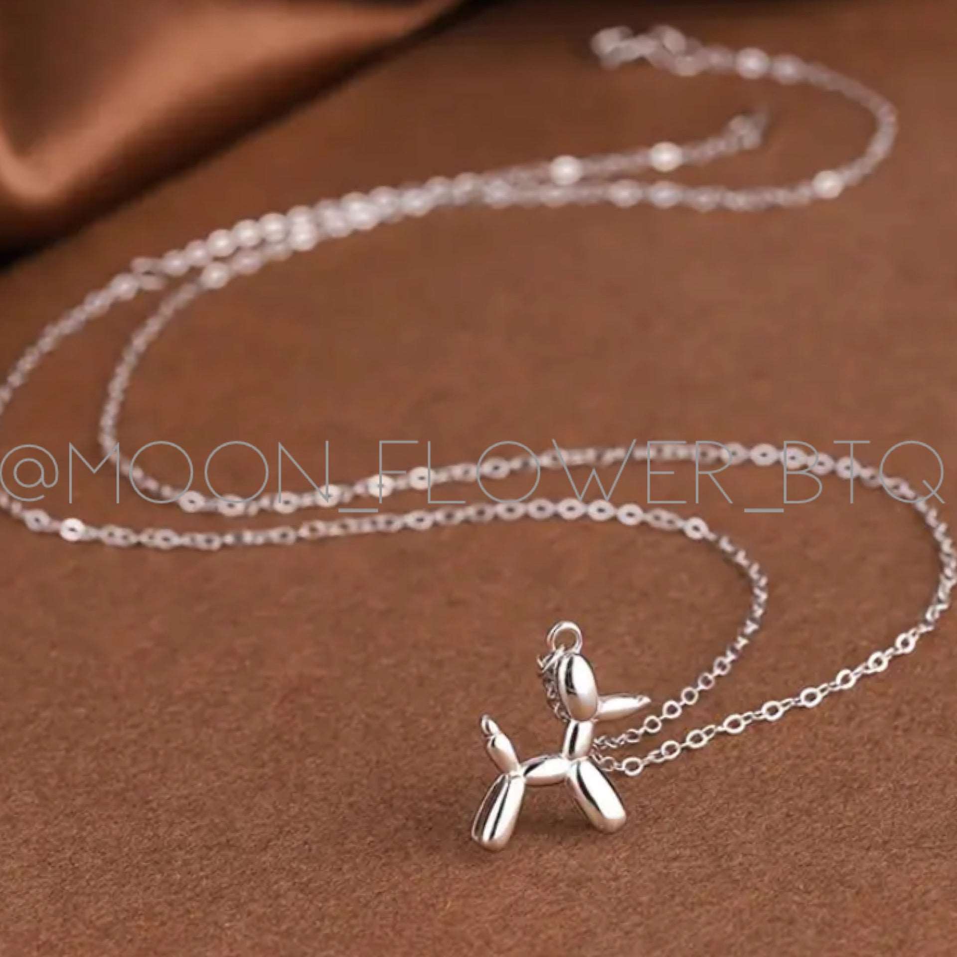 Silver Balloon Dog Necklace