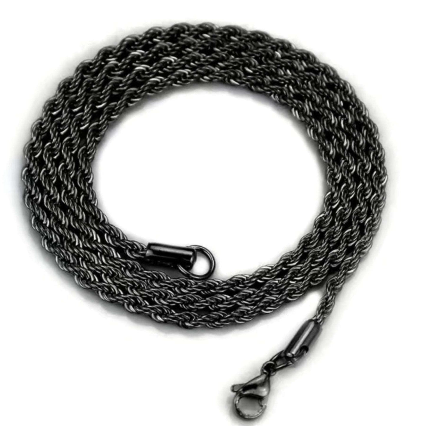 Black Stainless Steel Rope Chain Style Necklace