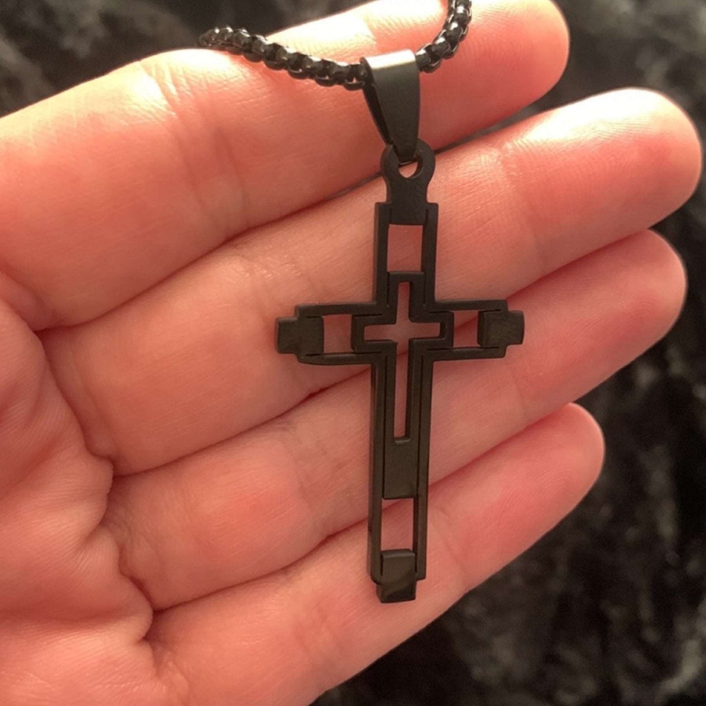 Black Cut Out Cross Necklace