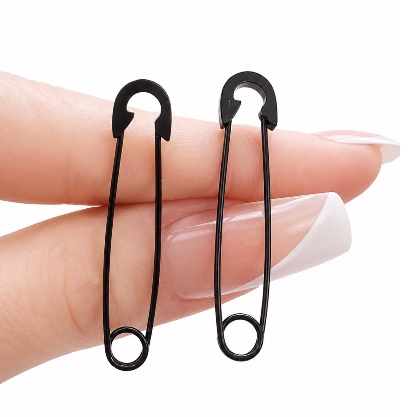 Black Safety Pin Minimalist Dangle Drop Earrings