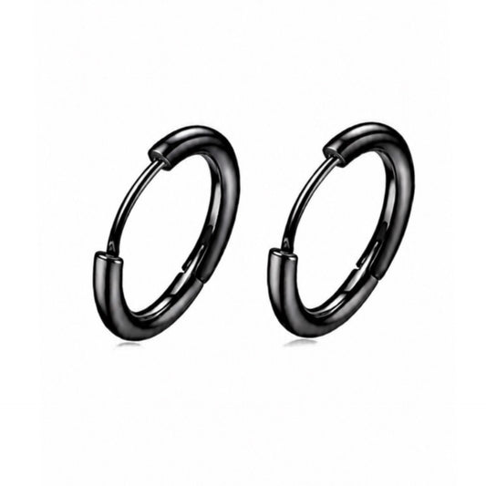 Black Stainless Steel Huggie Hoop Earrings 8mm