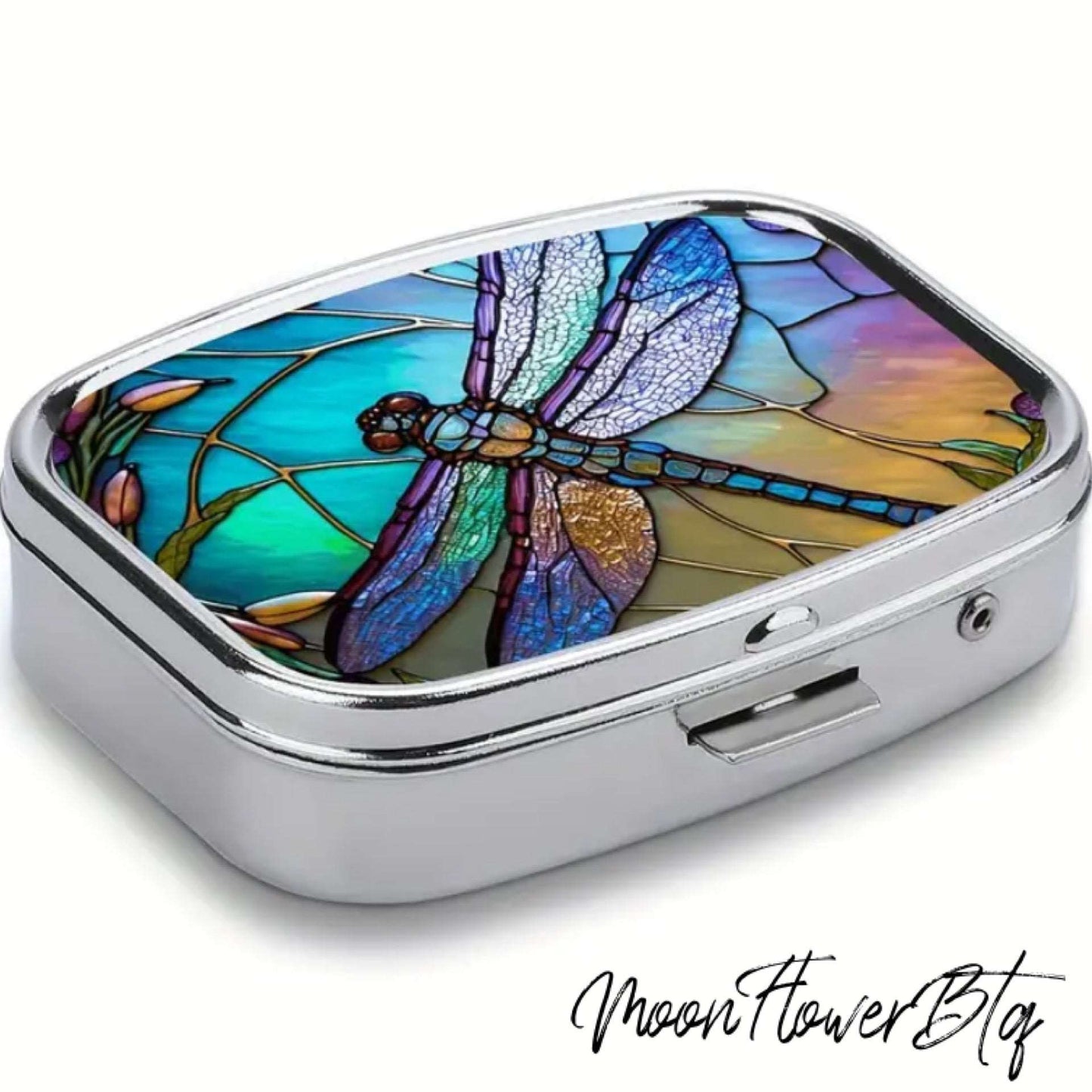 Colorful Dragonfly Pill Case Travel Container