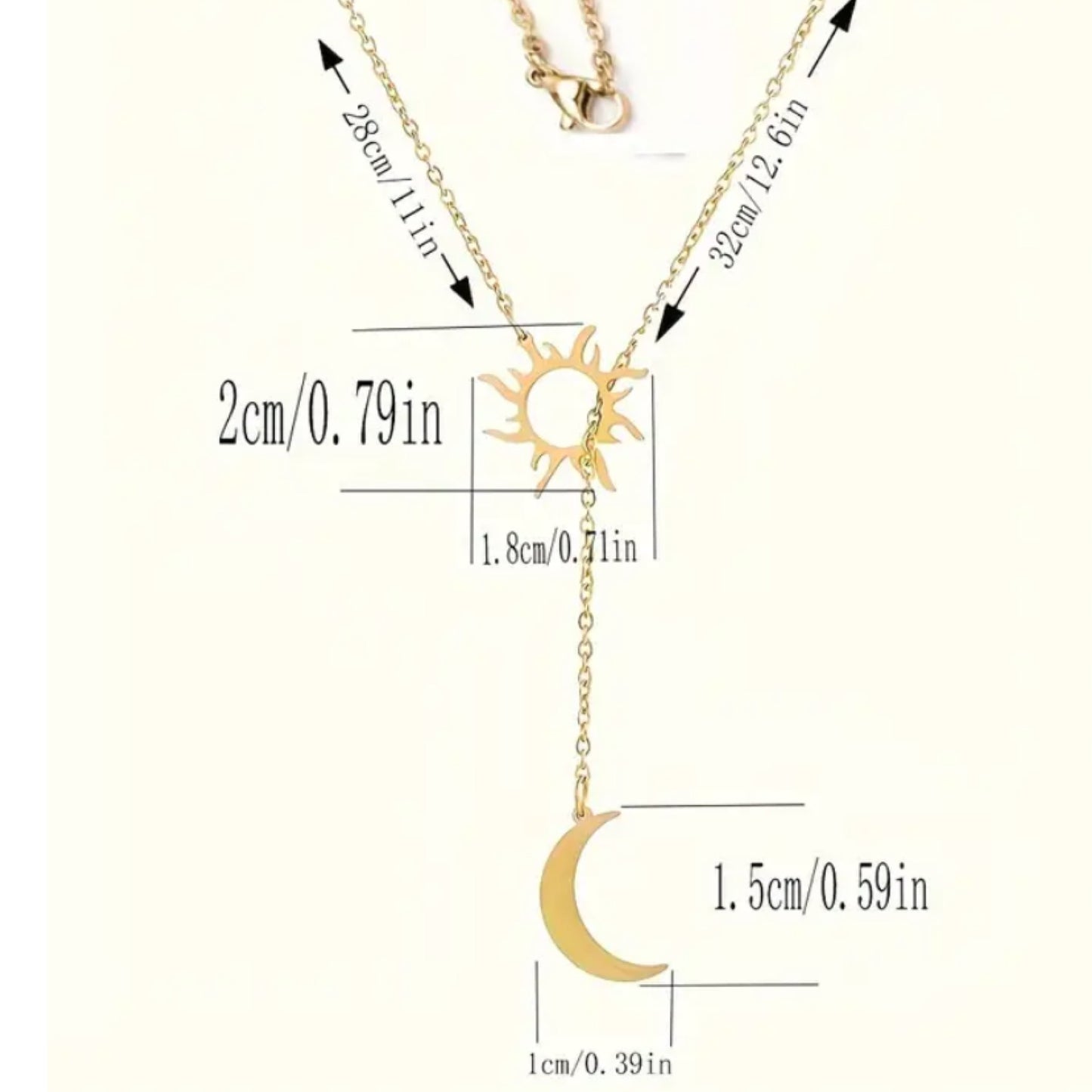 18k Gold Sun and Moon Pendant Necklace