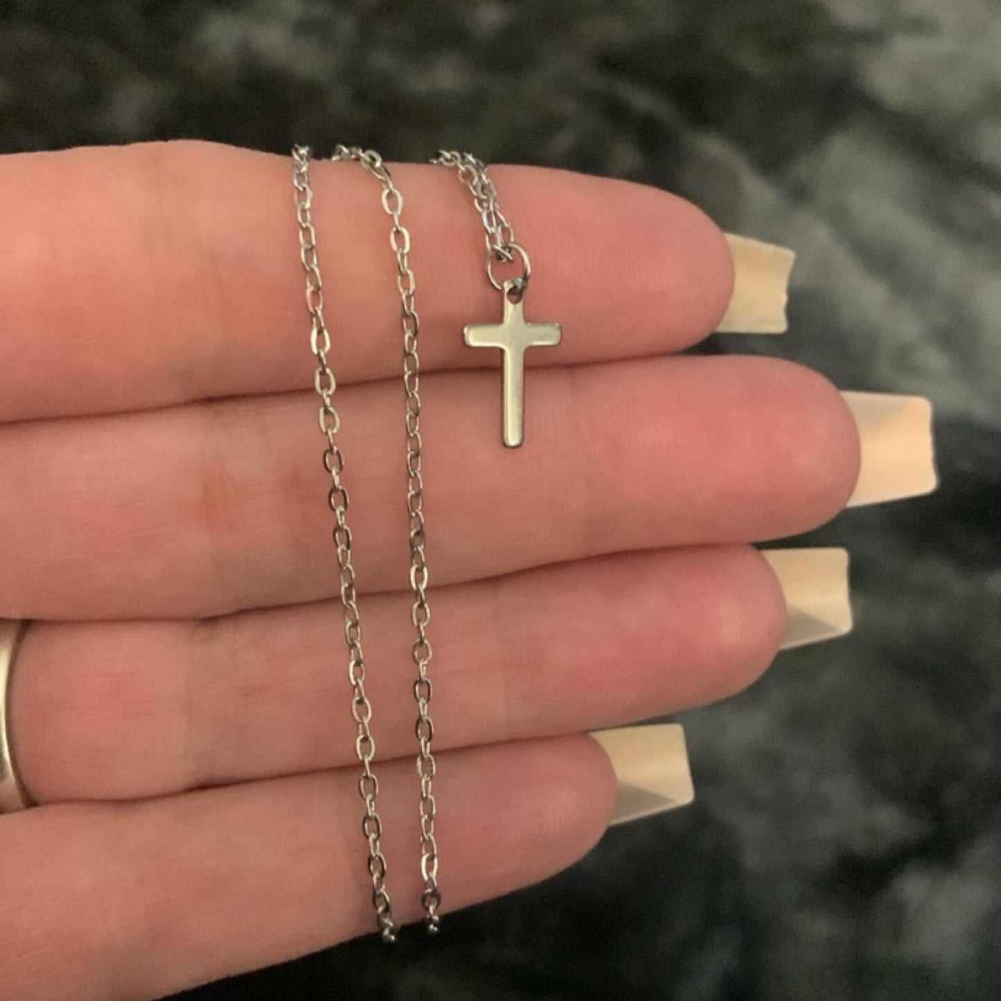 Tiny Simple Minimalist Silver Cross Necklace