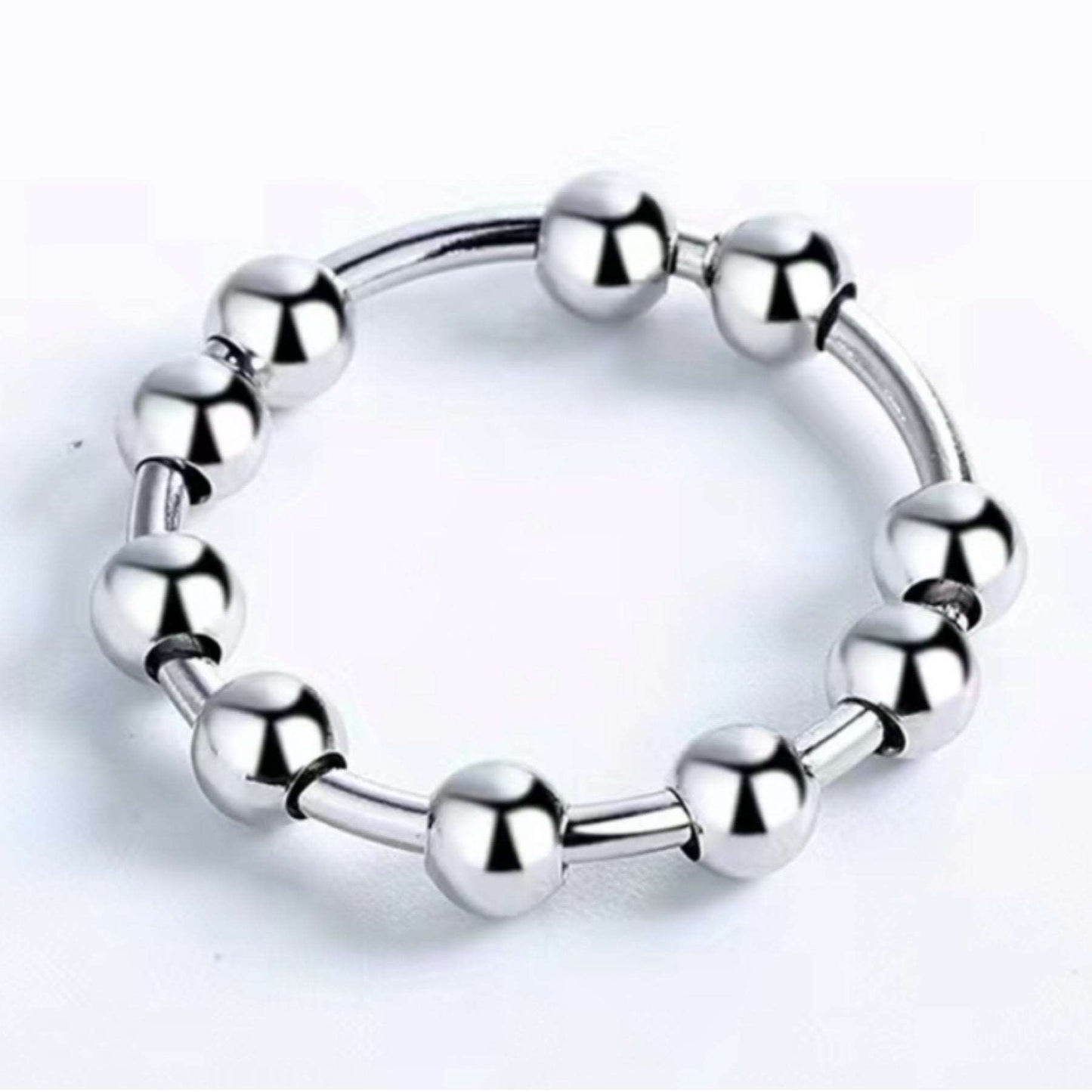 Moving Beads Stainless Steel Anxiety Fidget Ring